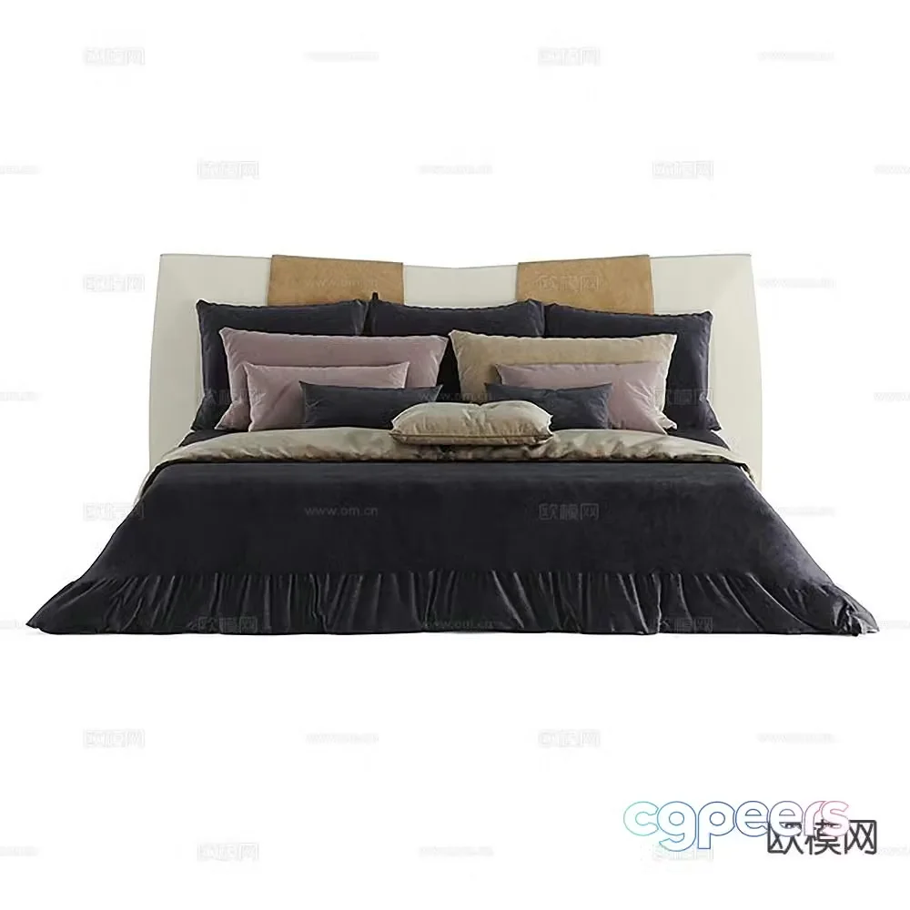 Italian double bed 3d model