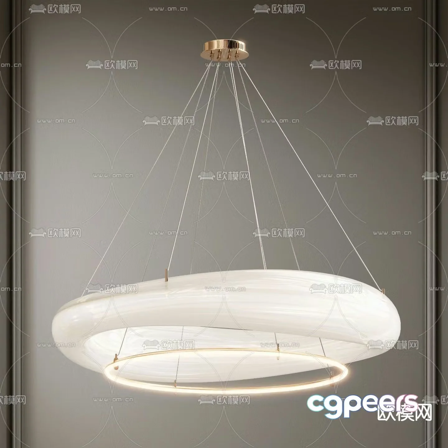 Light luxury chandelier ring chandelier 3d model