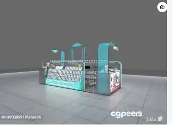 A Blue Display Kiosk 3D Model – 15329 – VRAY Render