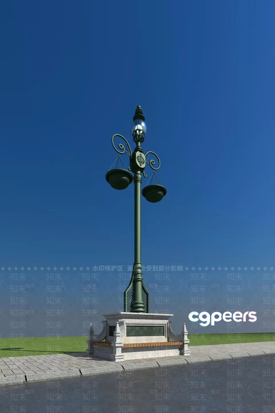 A Tall Street Lamp With A Unique Design 3D Model – 4162 – VRAY Render