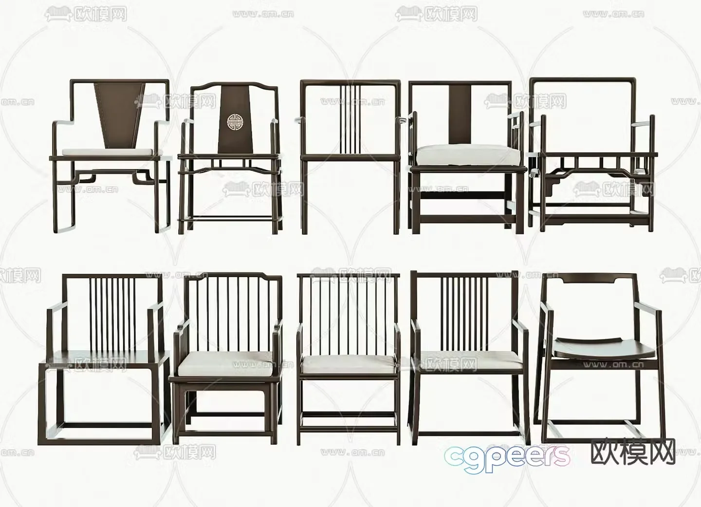 New Chinese style chair Taishi chair 3d model