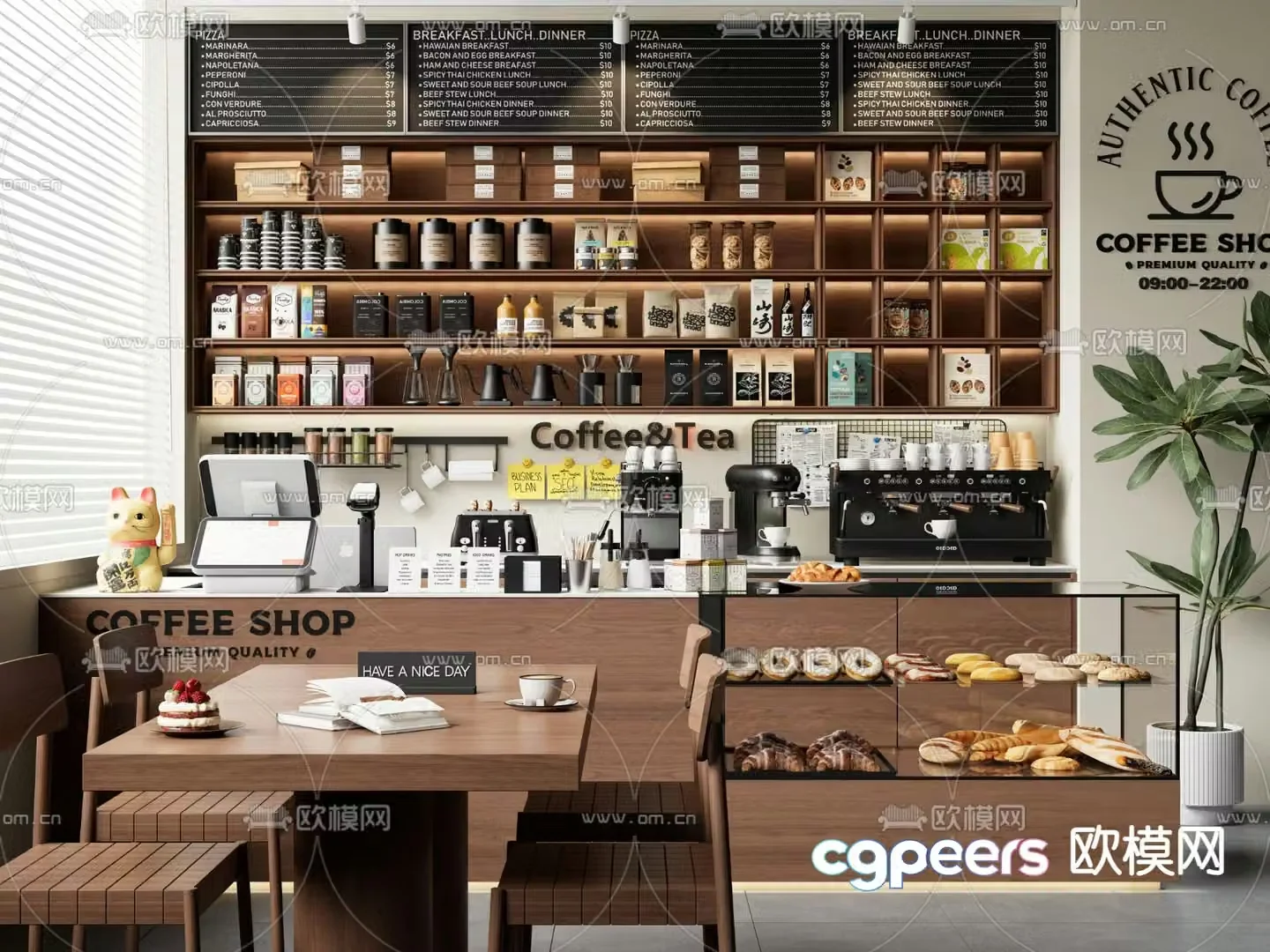Modern cafe cafe counter 3d model