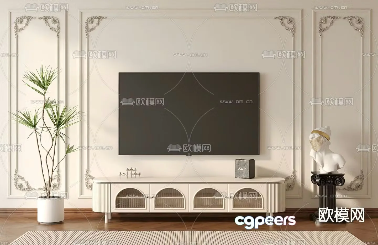 Creamy air TV cabinet 3d model