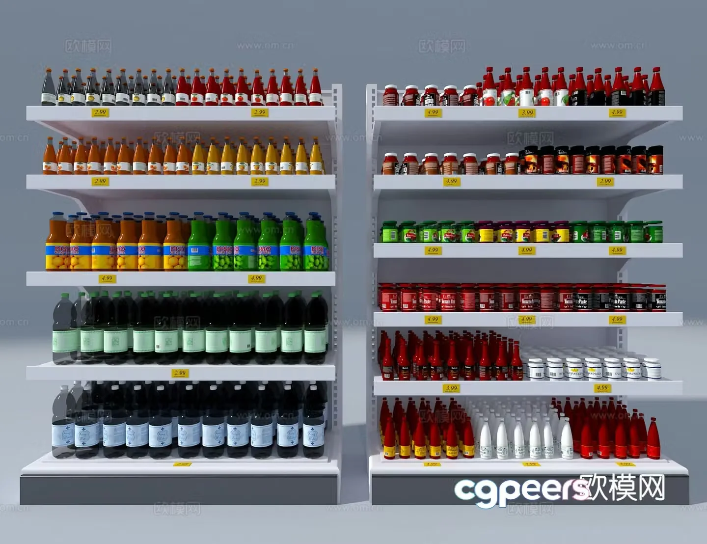 Supermarket shelves 3d model