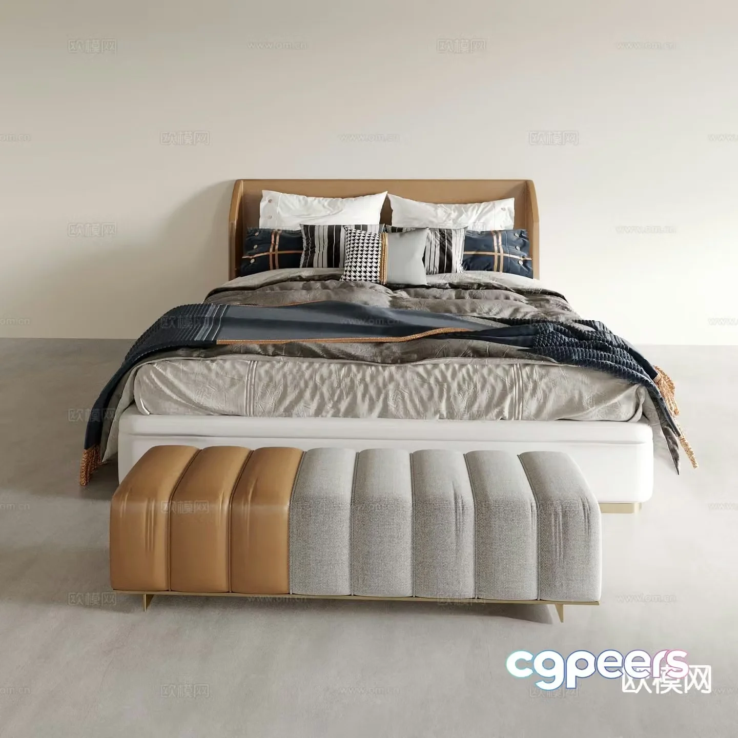 Modern double bed 3d model