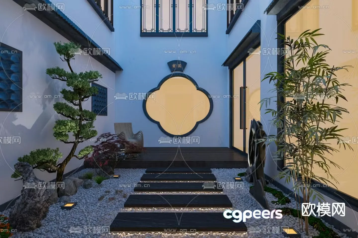 New Chinese style courtyard landscape landscape scene 3d model