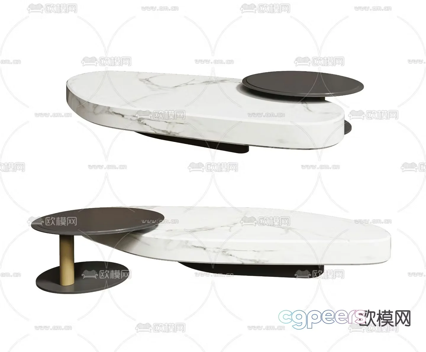 Marble coffee table mother-in-law coffee table 3d model