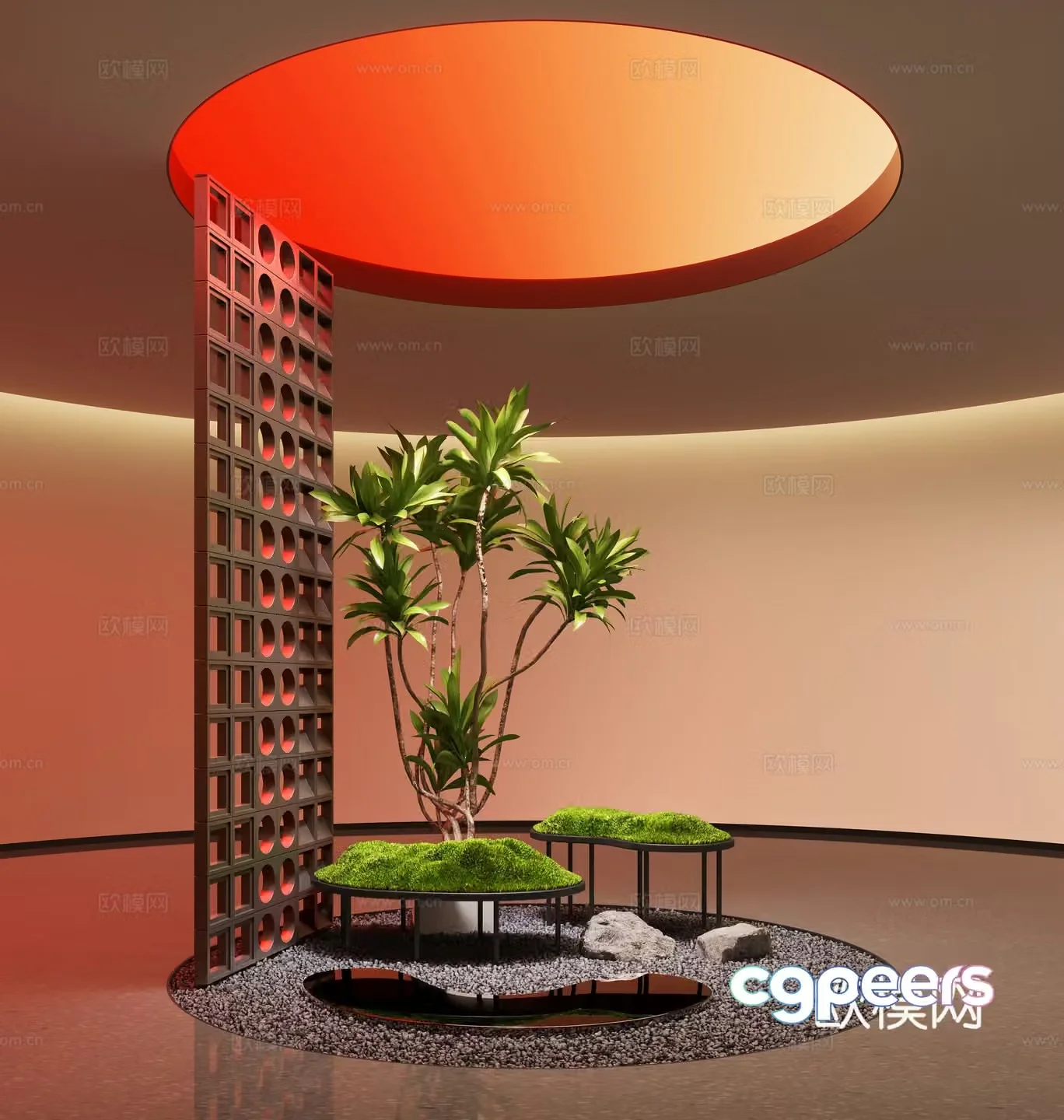 Modern plant landscape installation Bruce plants Indoor landscaping Landscape stone 3D model