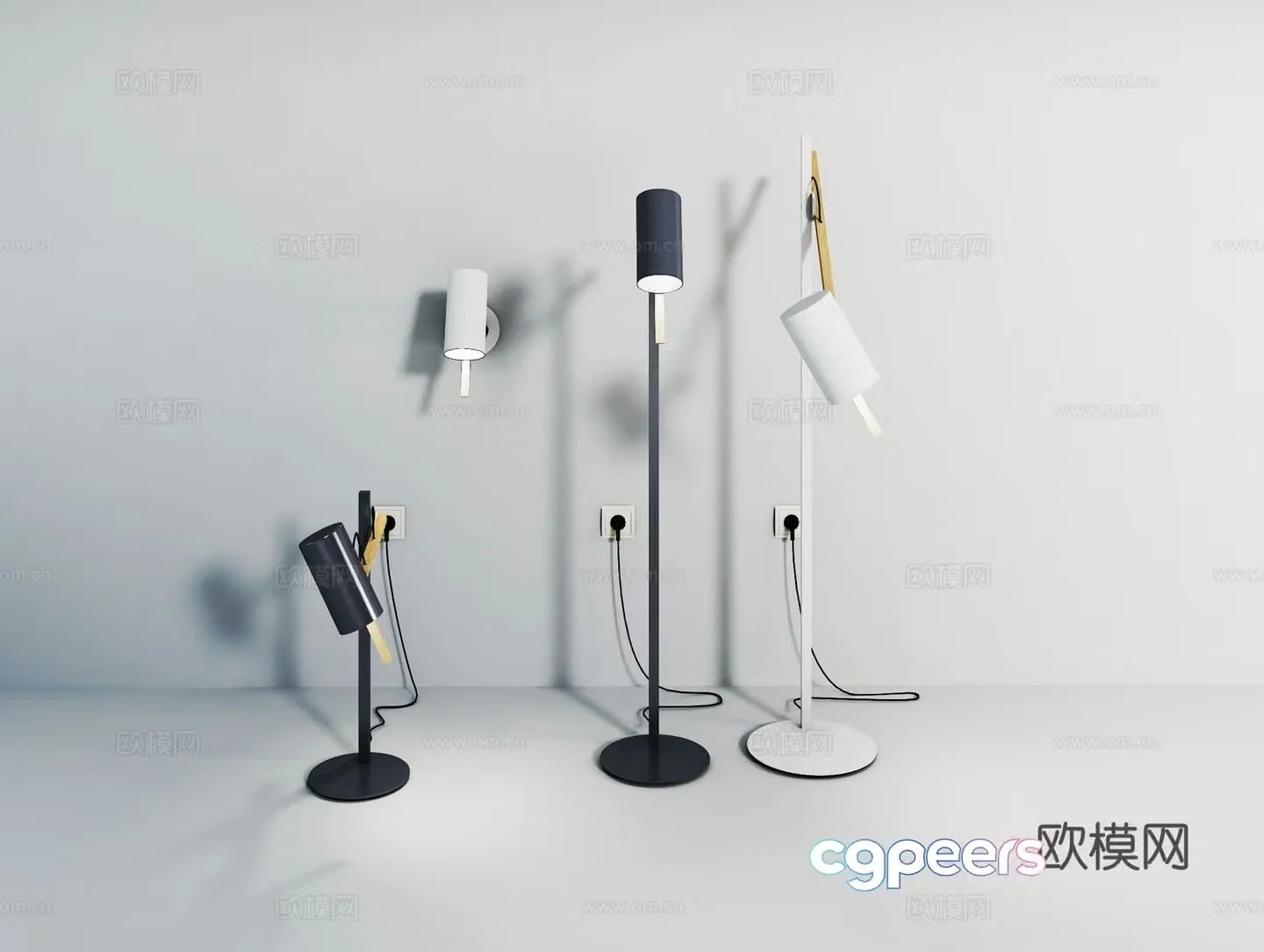 Modern painted floor lamp desk lamp wall lamp 3d model