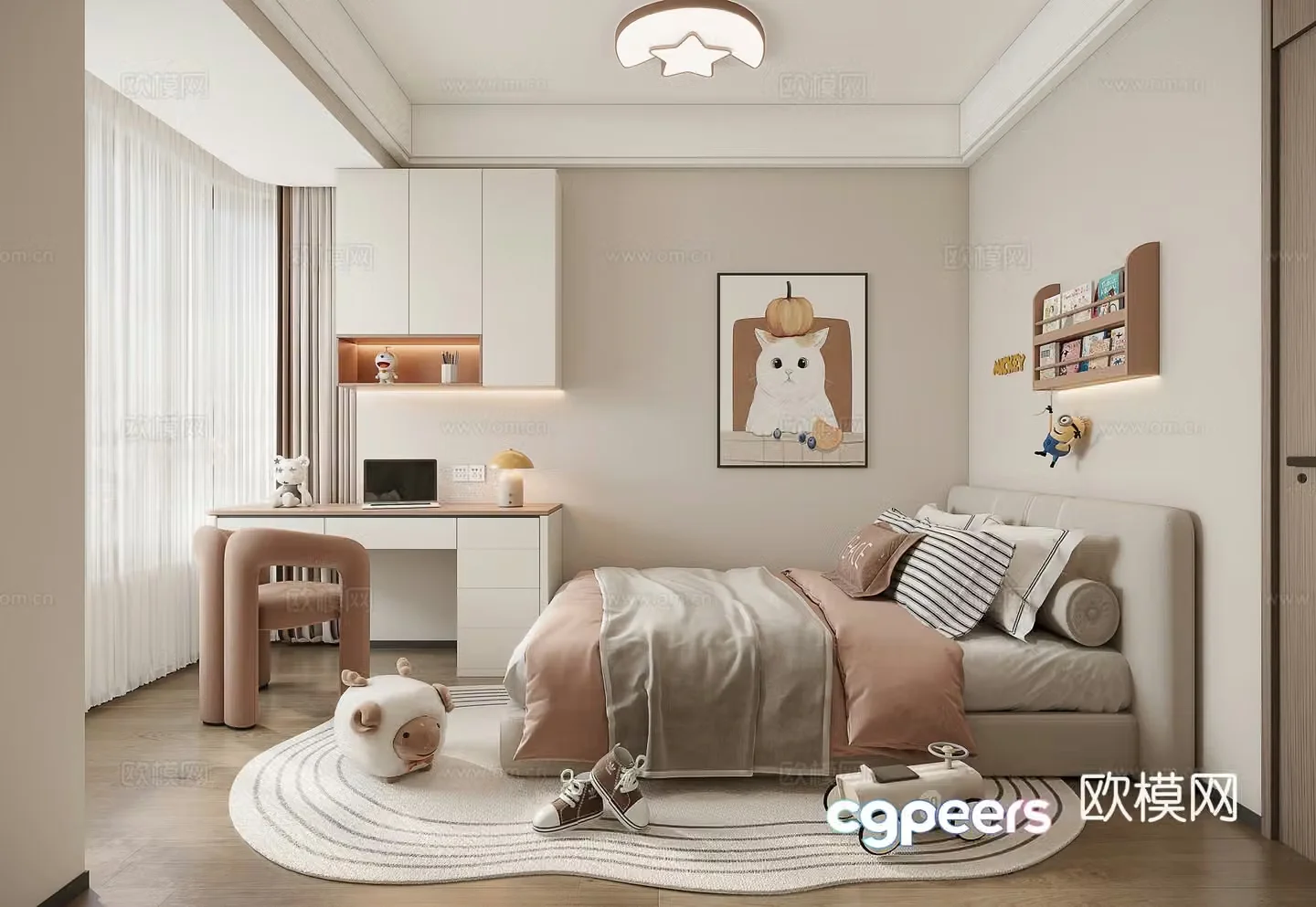 Modern minimalist girl’s room children’s room 3d model