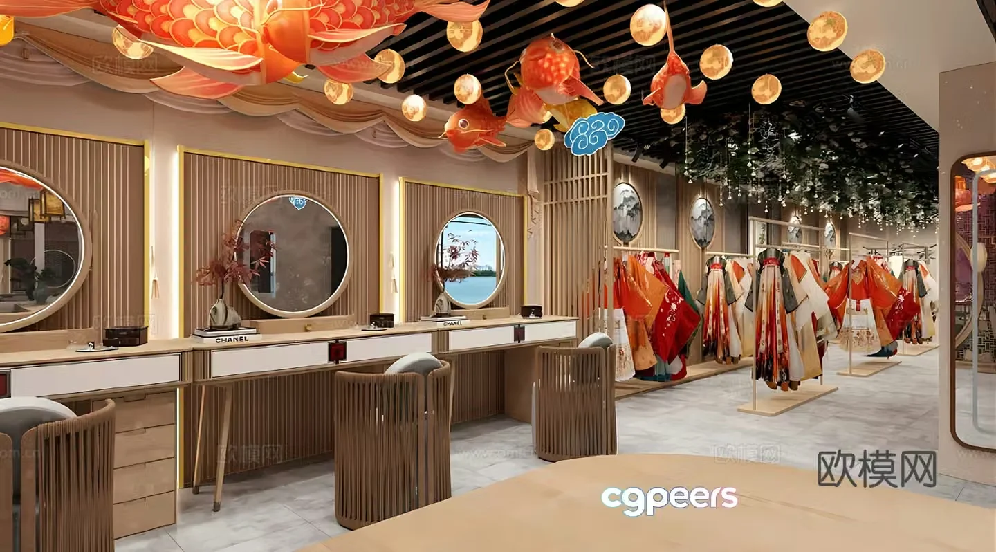 New Chinese Clothing Store Hanfu Hall 3D model