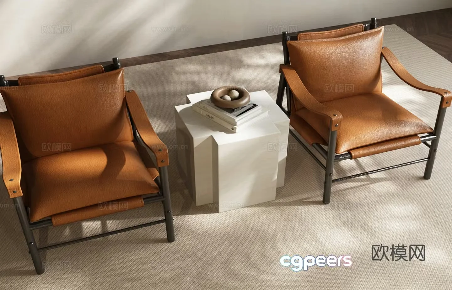 Modern Italian leisure chair combination Italian leisure chair leather leisure chair 3d model