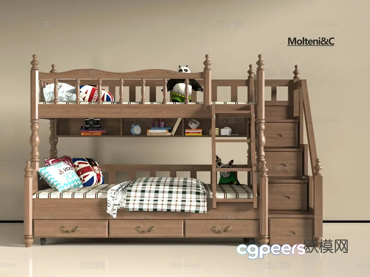 Modern solid wood 3D model