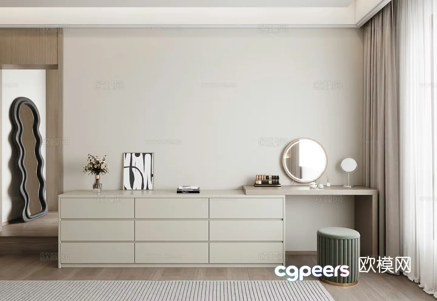 Cream TV dressing cabinet 3d model