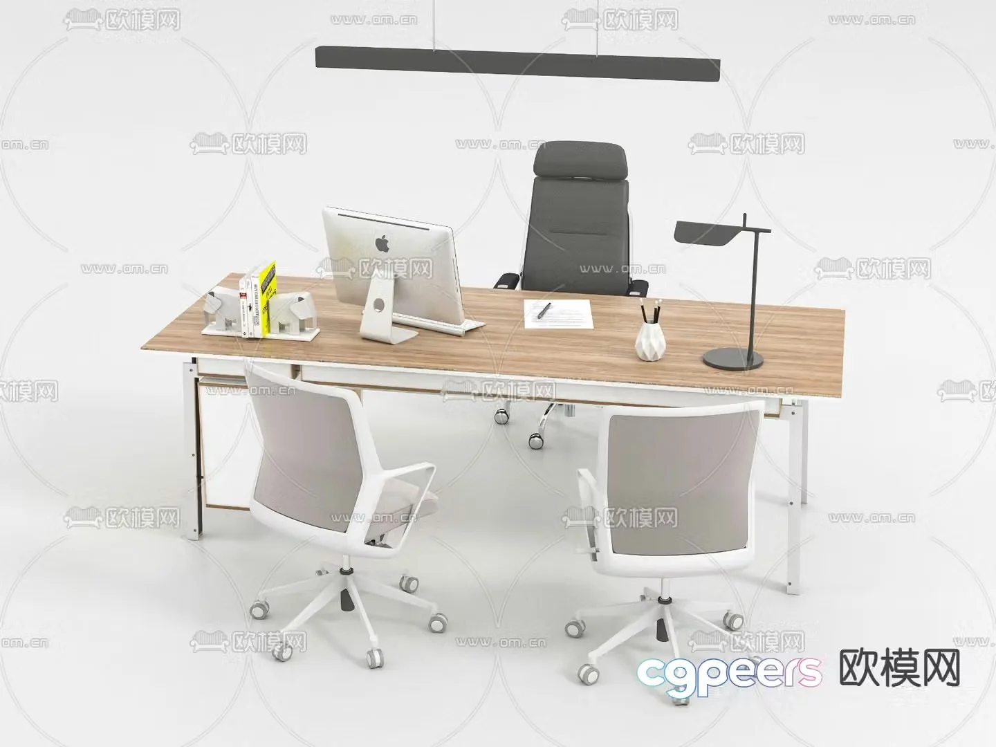 Office desk and chair desk table 3d model