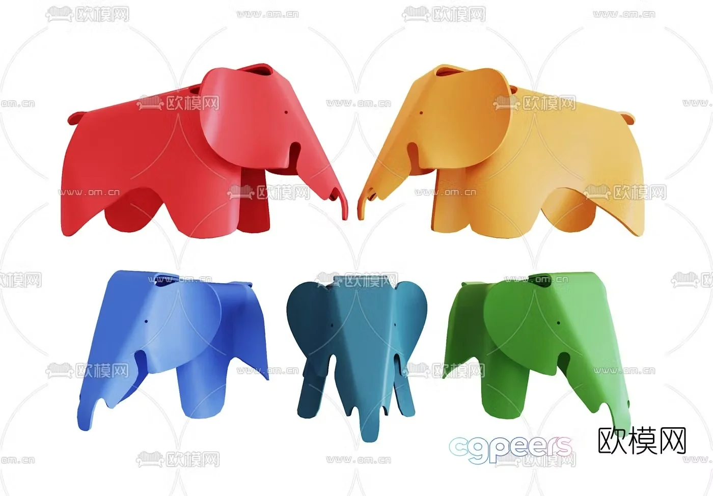 Nordic Kindergarten Elephant Children’s Chair 3D Model