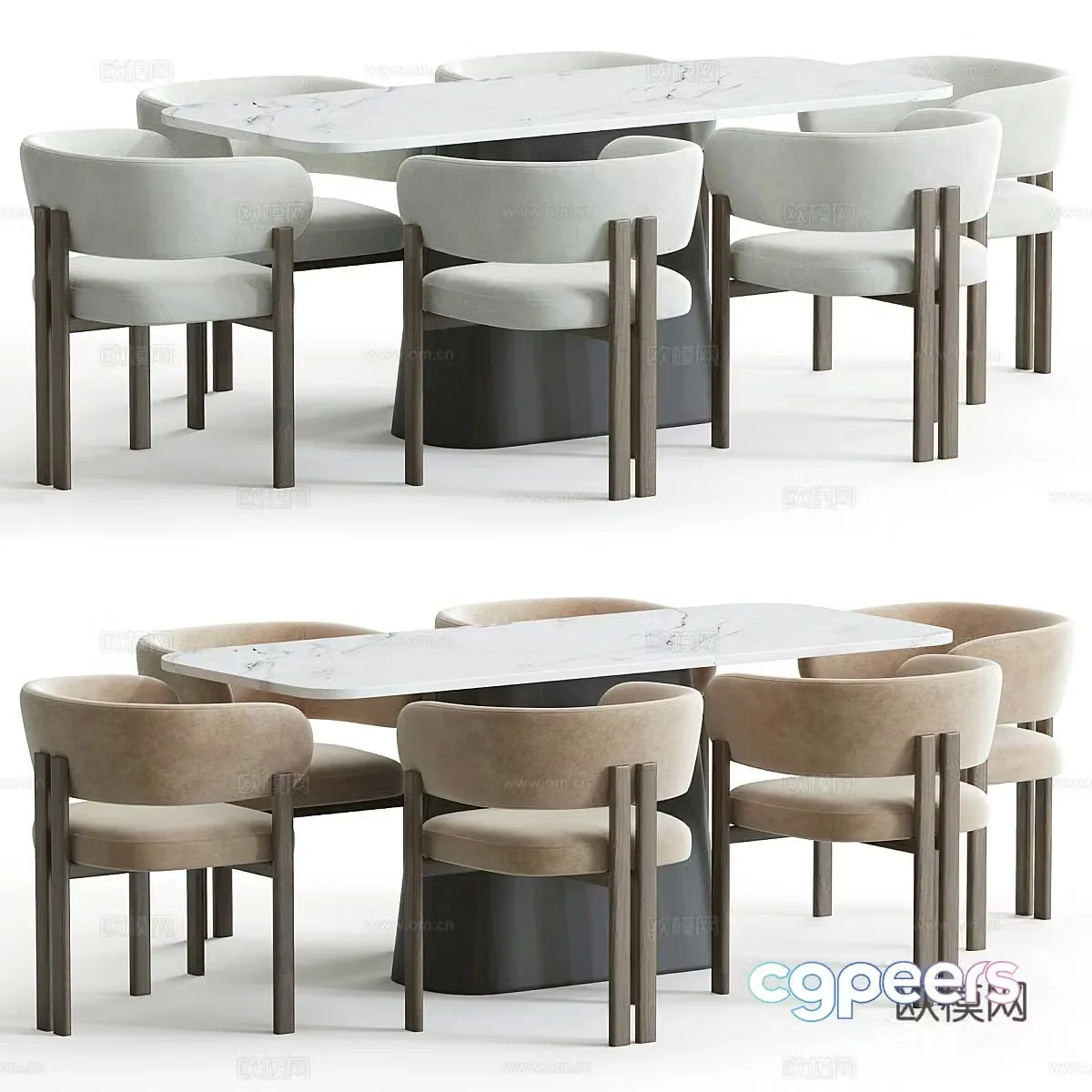 New Chinese dining table and chair 3D model