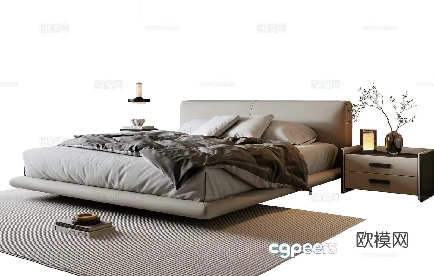 Modern double bed 3d model
