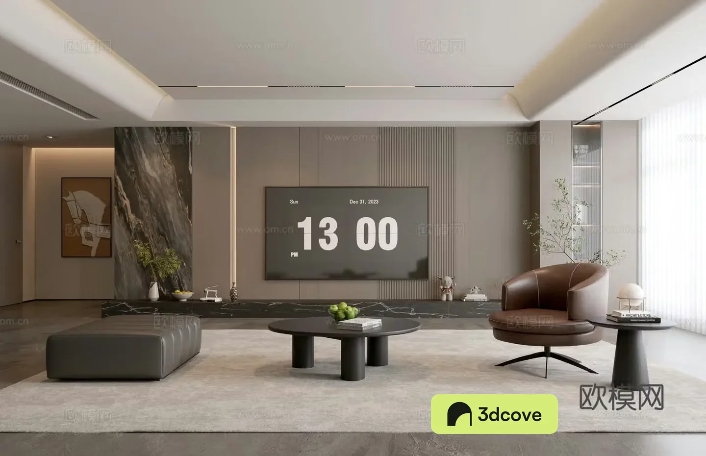 Modern Italian living room light luxury sofa coffee table combination sofa background wall villa living room