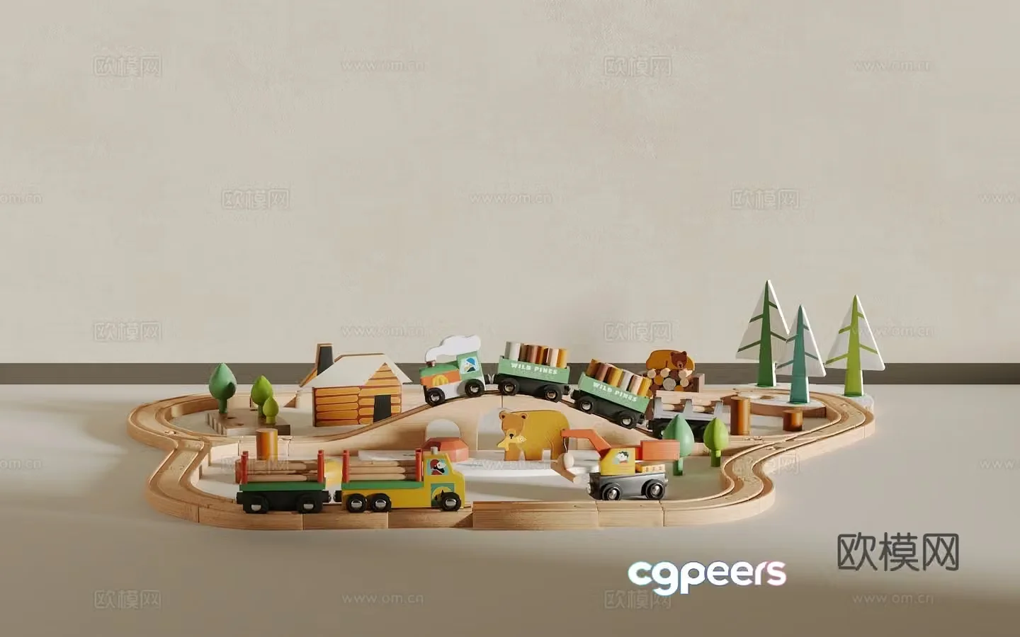 Children’s small train scene 3d model