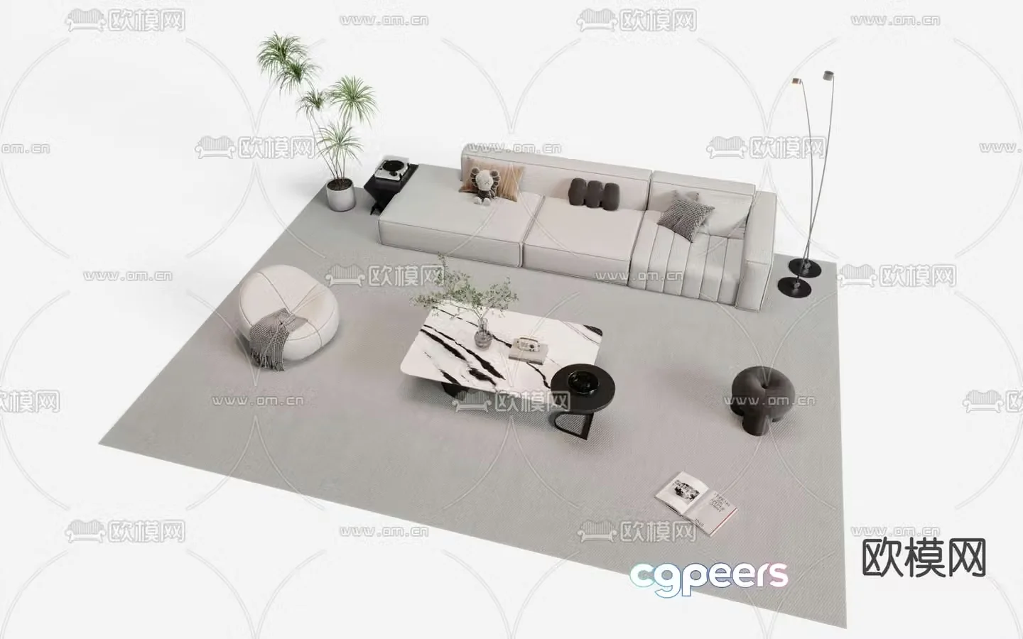Modular sofa upholstered sofa 3d model