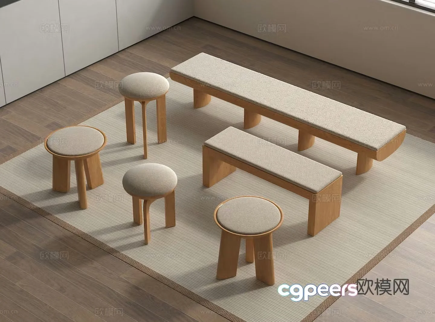 Stool round stool low stool bench 3d model