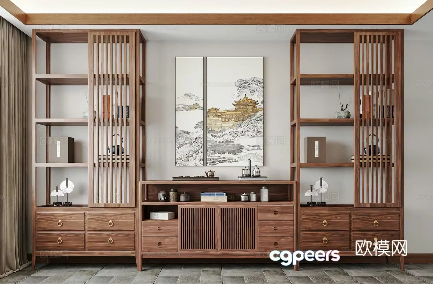 New Chinese style Chinese style antique shelf Ancient Shelf Ancient Shelf Storage Shelf Decoration Shelf Ornament Bookshelf Decoration 3D Model