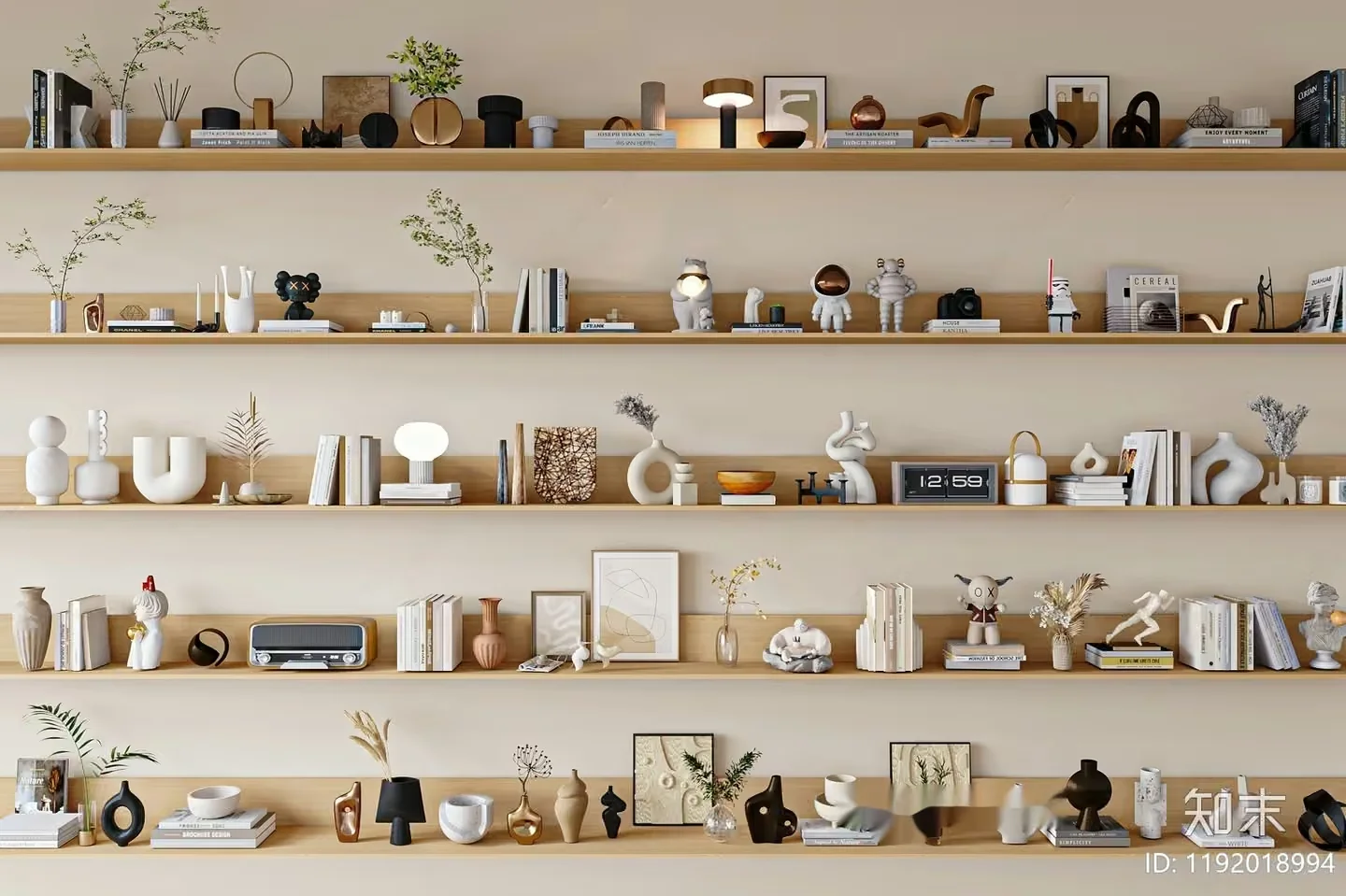 Modern Decorated Shelves 3D Model – 18811 – VRAY Render