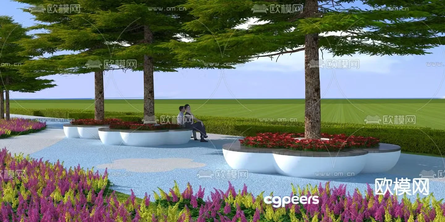 Garden landscape sketch seat 3d model