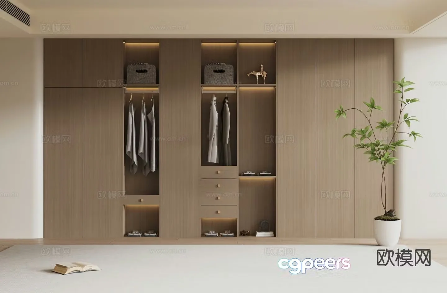 modern wardrobe wooden wardrobe 3d model