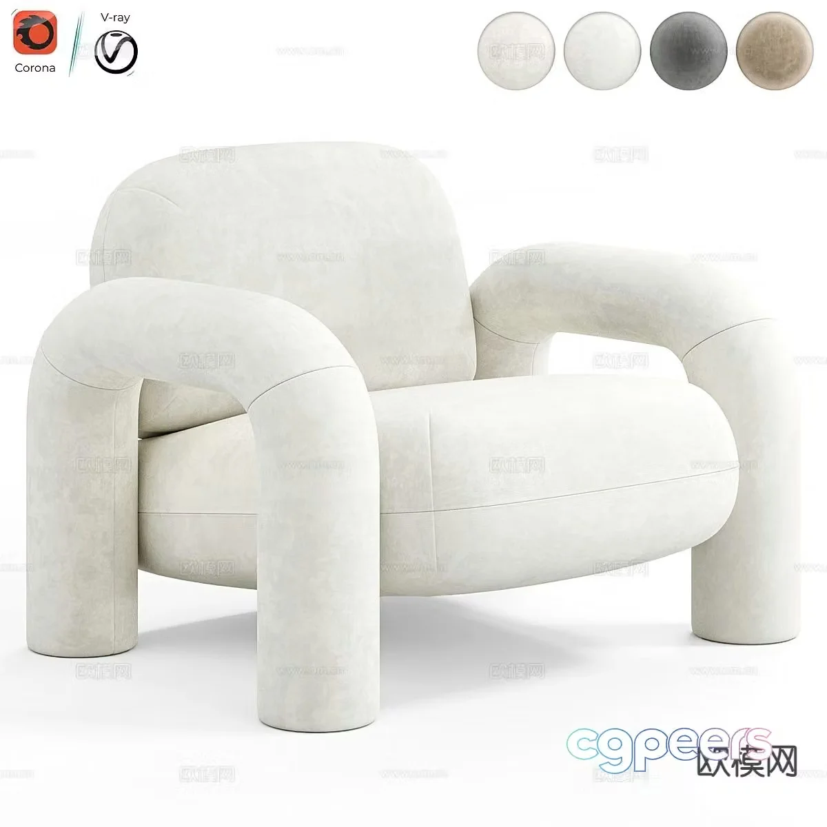 Cream style sofa chair single sofa 3d model