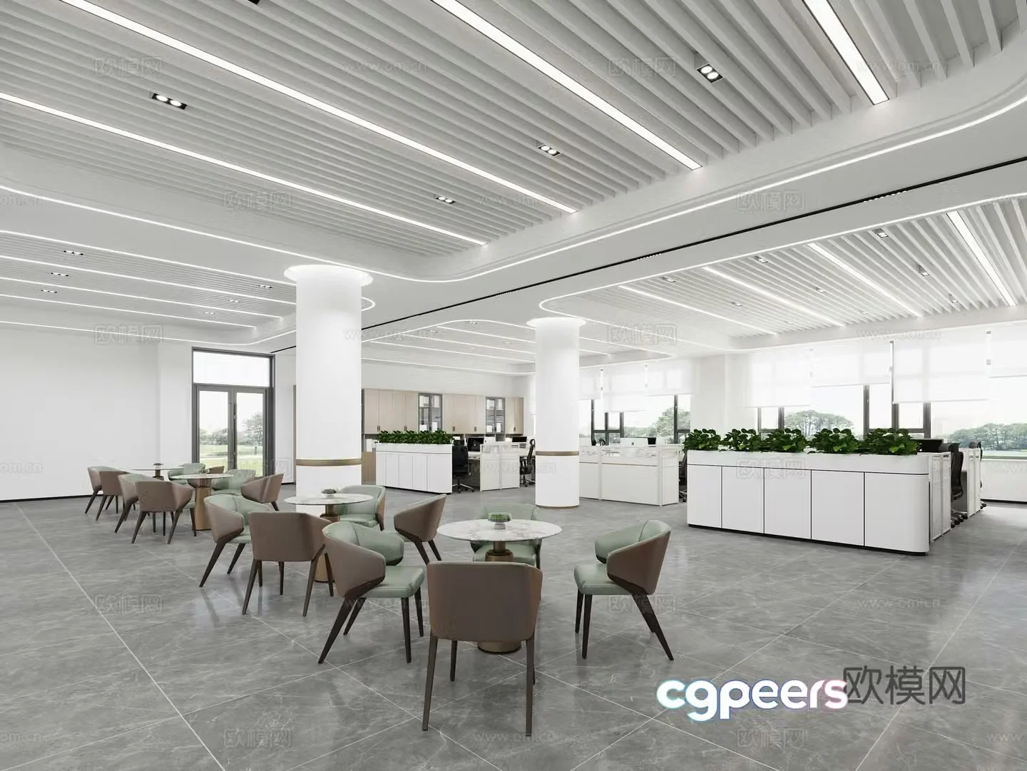 Office Employee Office Area Open Office Negotiation Table 3D Model
