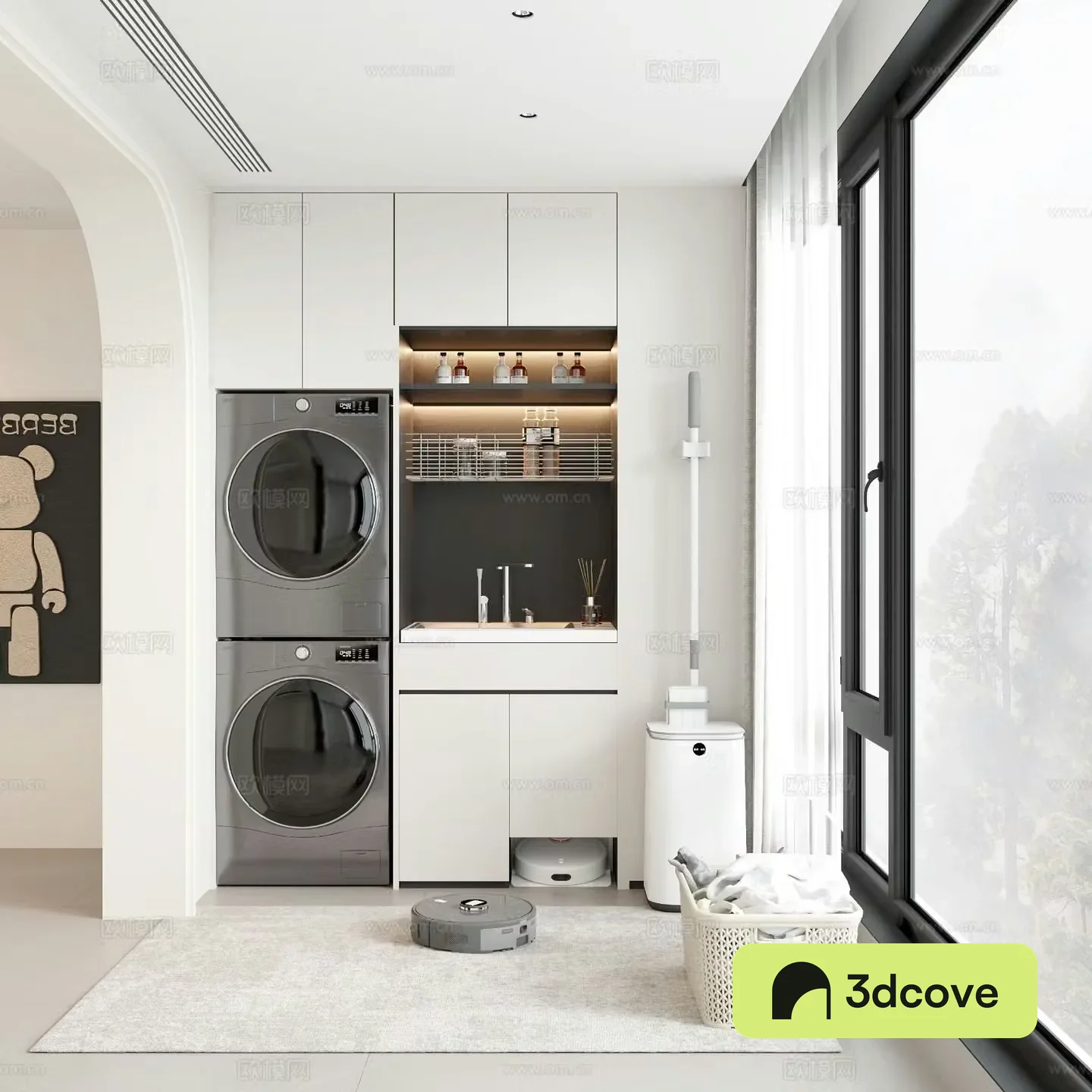 Modern balcony laundry room