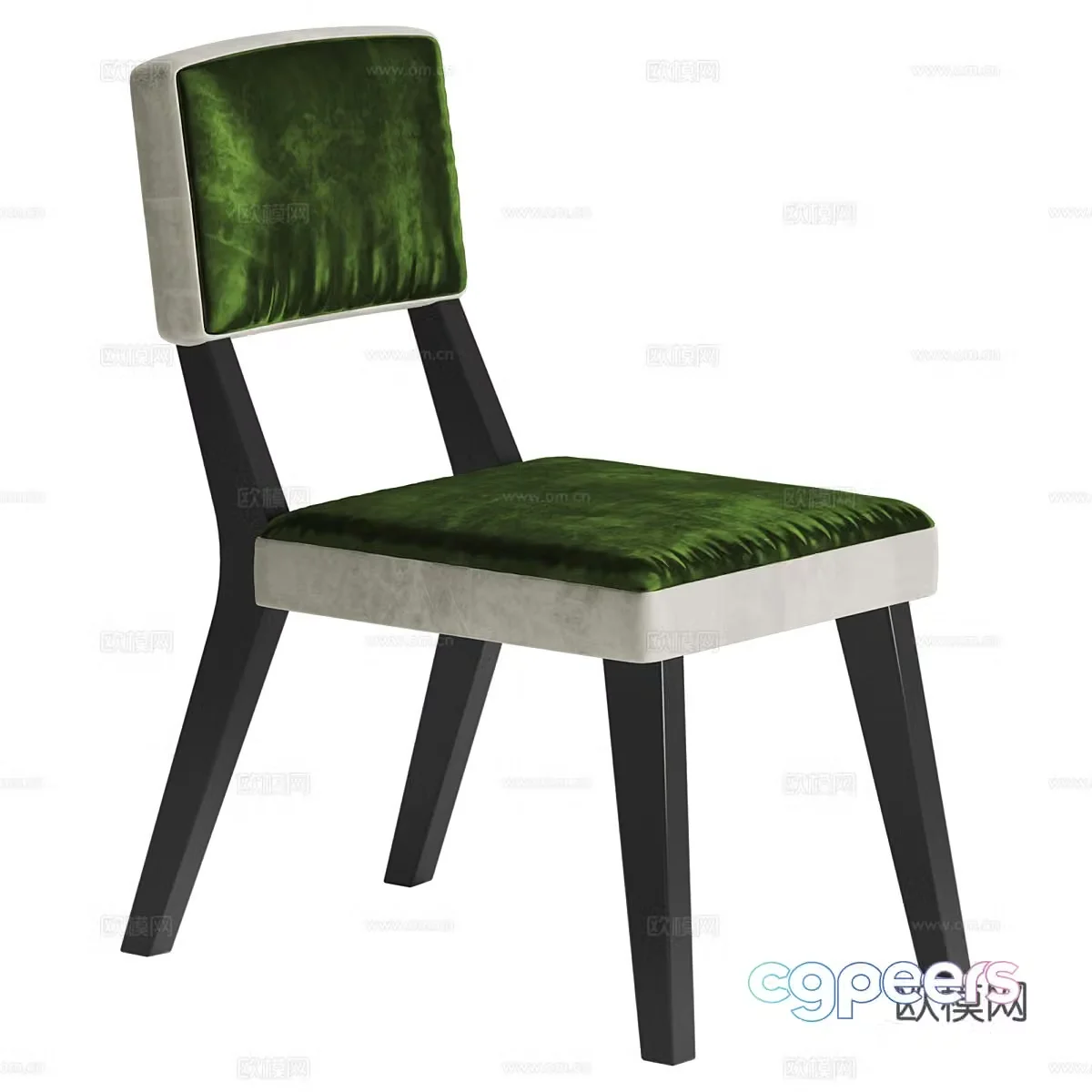 New Chinese style light luxury velvet fabric single chair 3D model