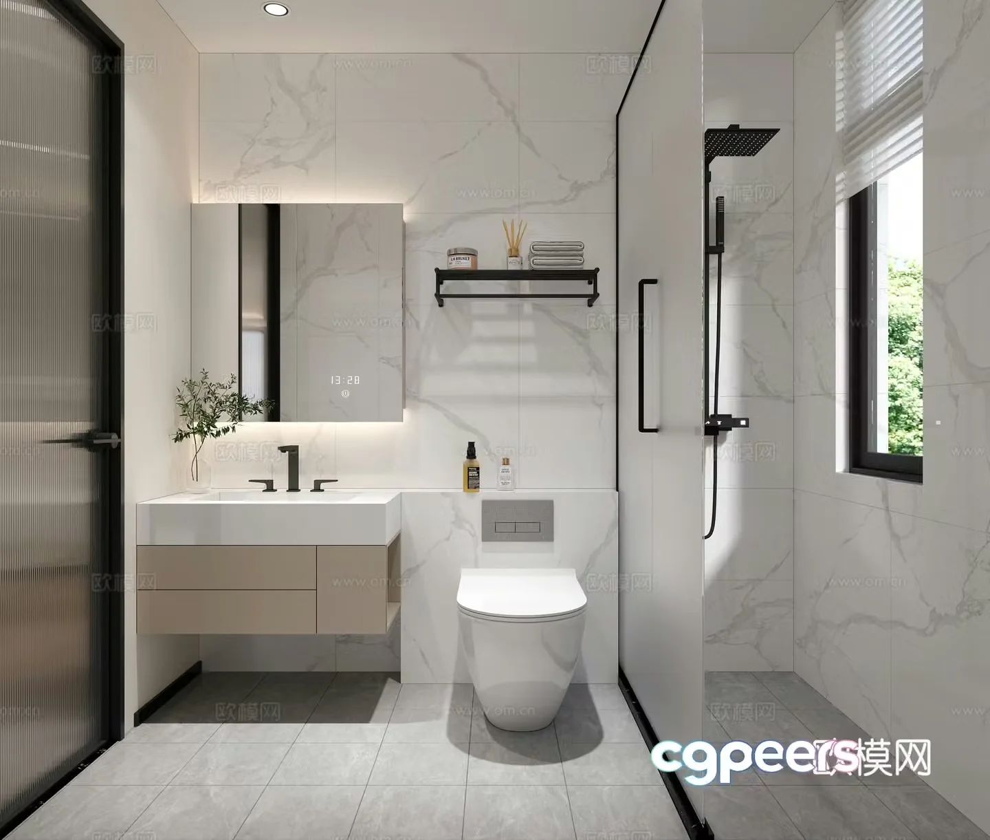 Bathroom Bathroom Cabinet Bathroom Mirror Toilet Storage Rack Shower 3D Model