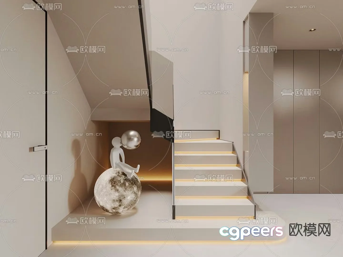 Creamy wind stairwell Stairwell sculpture 3d model