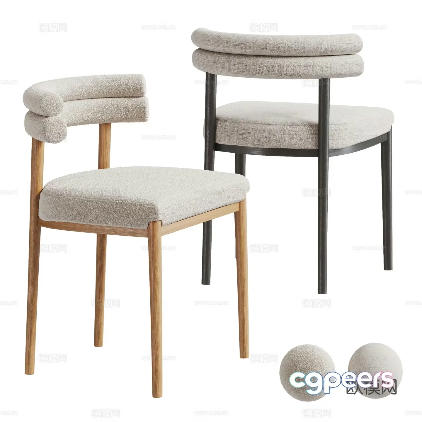 Medium style dining chair 3d model