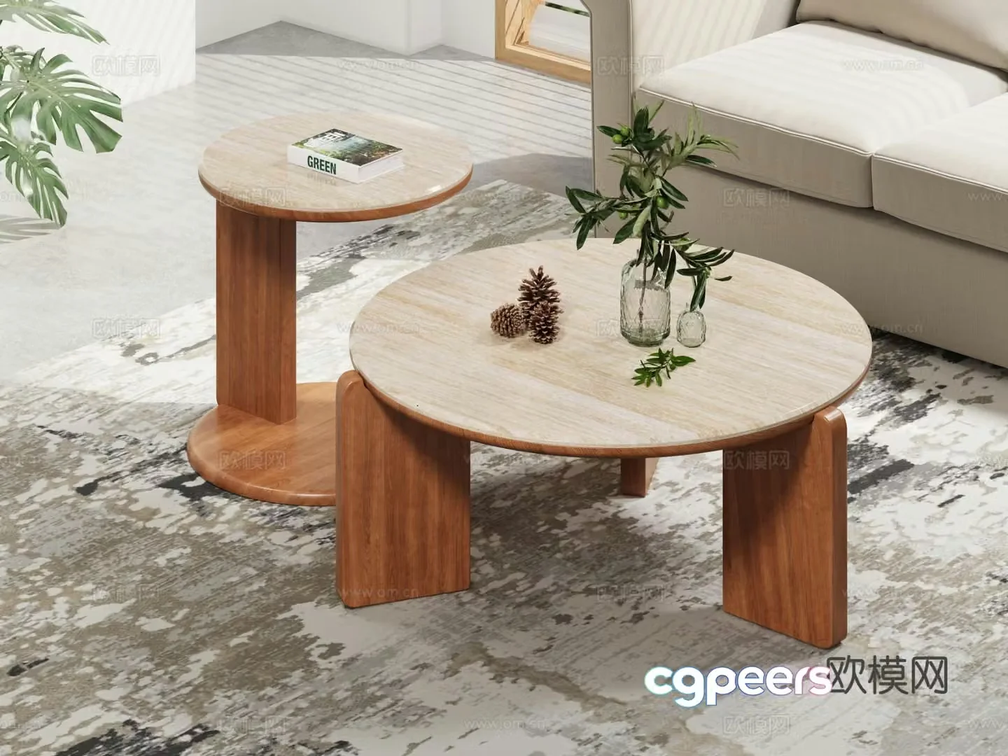 Medieval style mother-in-law coffee table 3D model