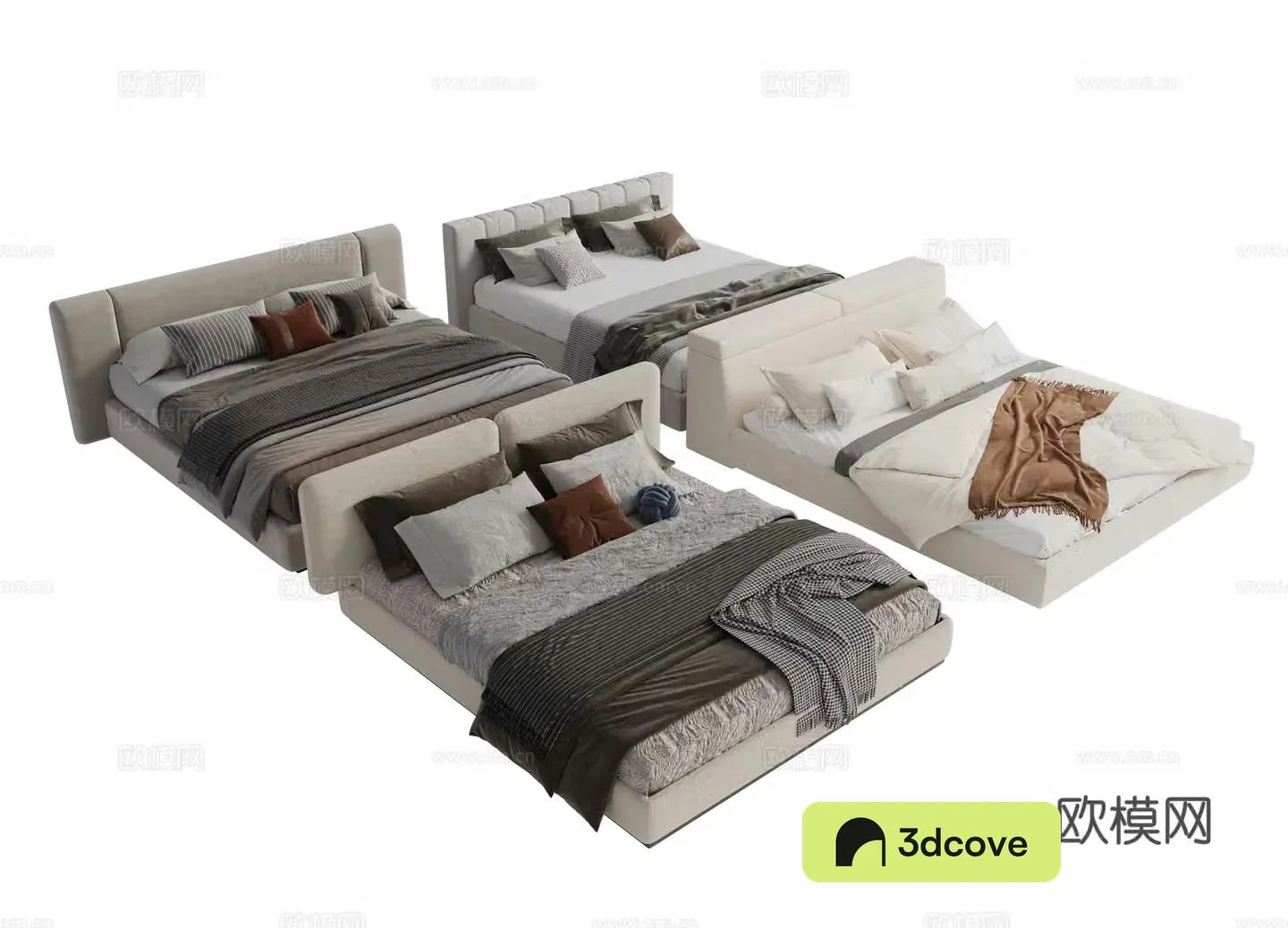 Modern fabric double bed master bedroom bed minimalist bedroom bed Minotti modern double bed