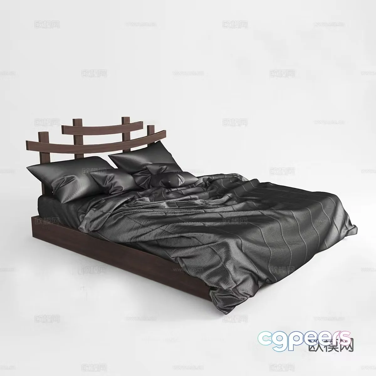 Bed – cherry blossom 3d model