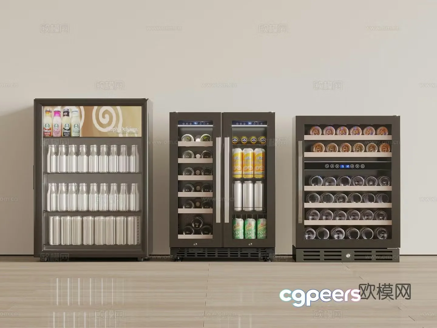Modern refrigerator freezer beverage cabinet 3d model