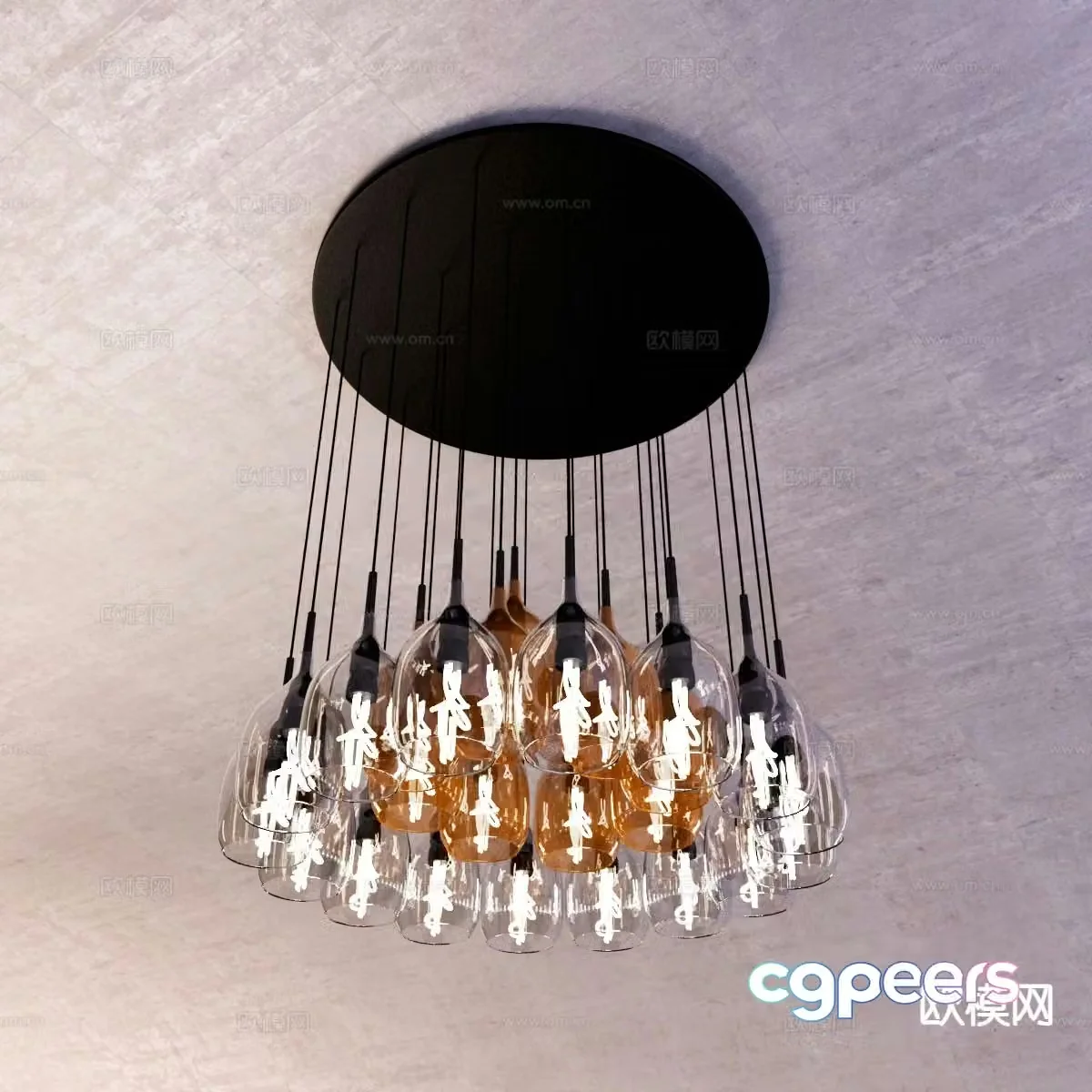 Light luxury chandelier restaurant chandelier 3d model