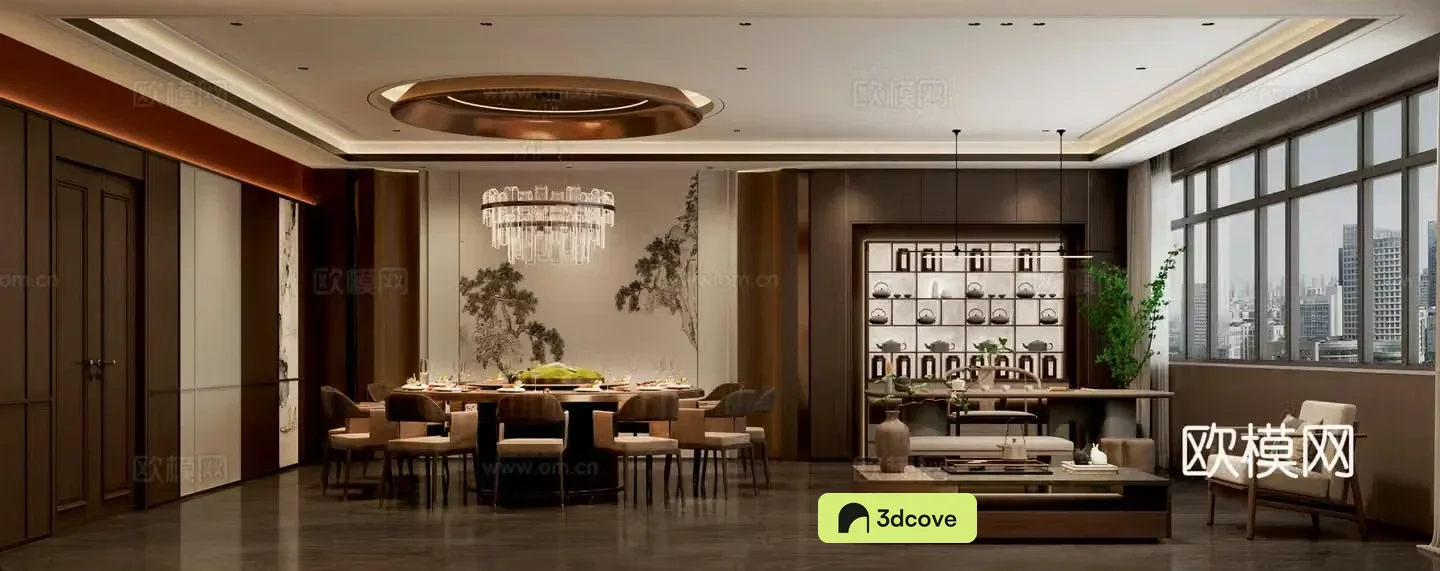 New Chinese style meal bag round ceiling tea table