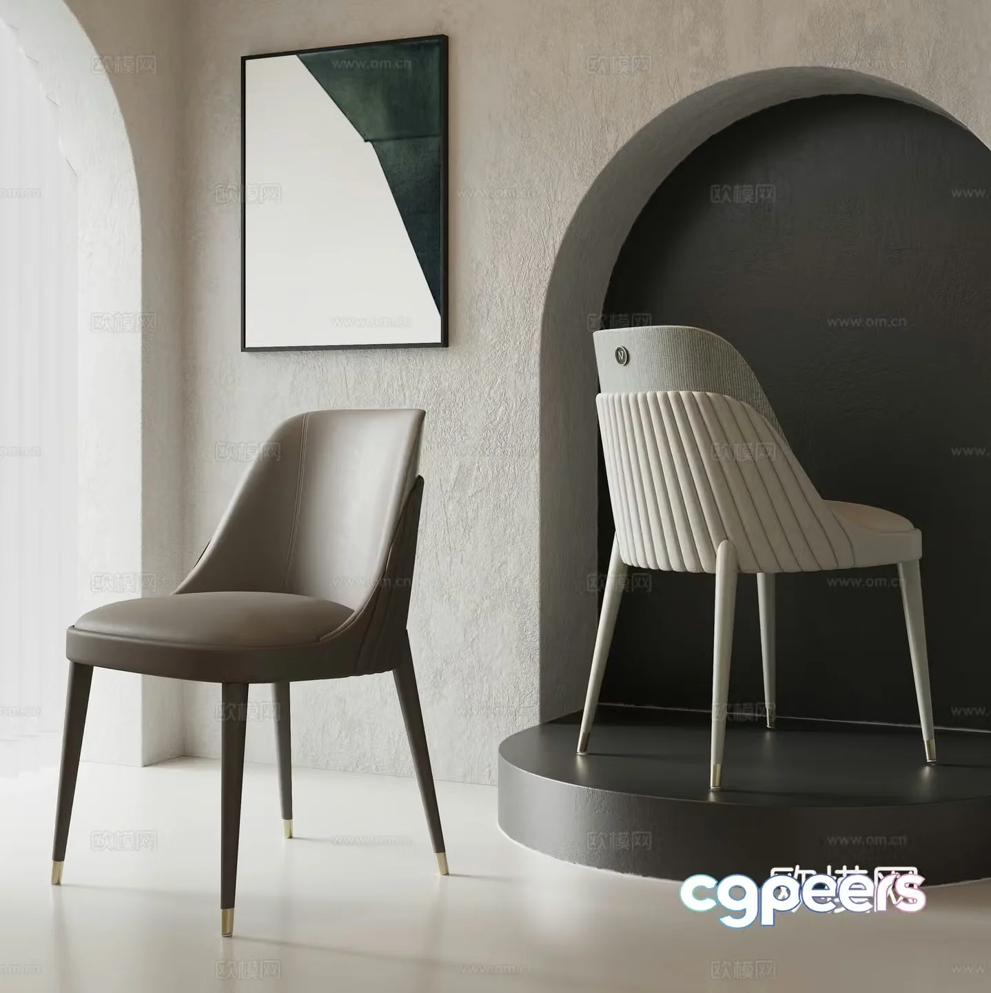Modern light luxury single chair 3d model