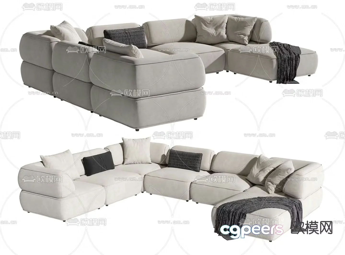 Corner sofa multi-person sofa 3d model