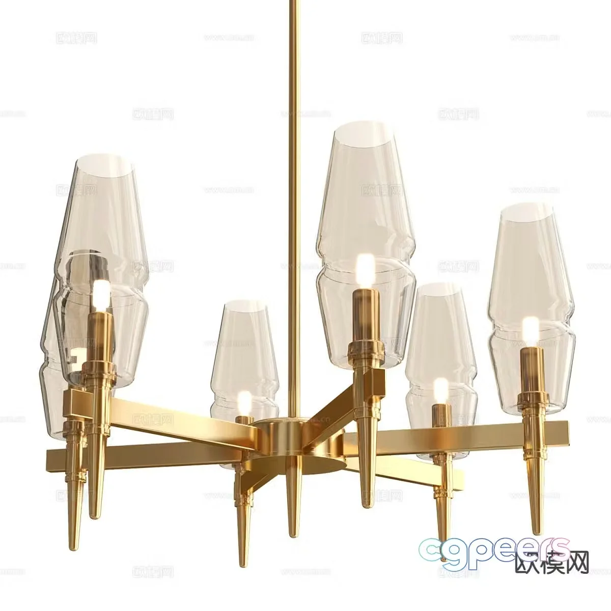 Light luxury multi-head chandelier 3D model