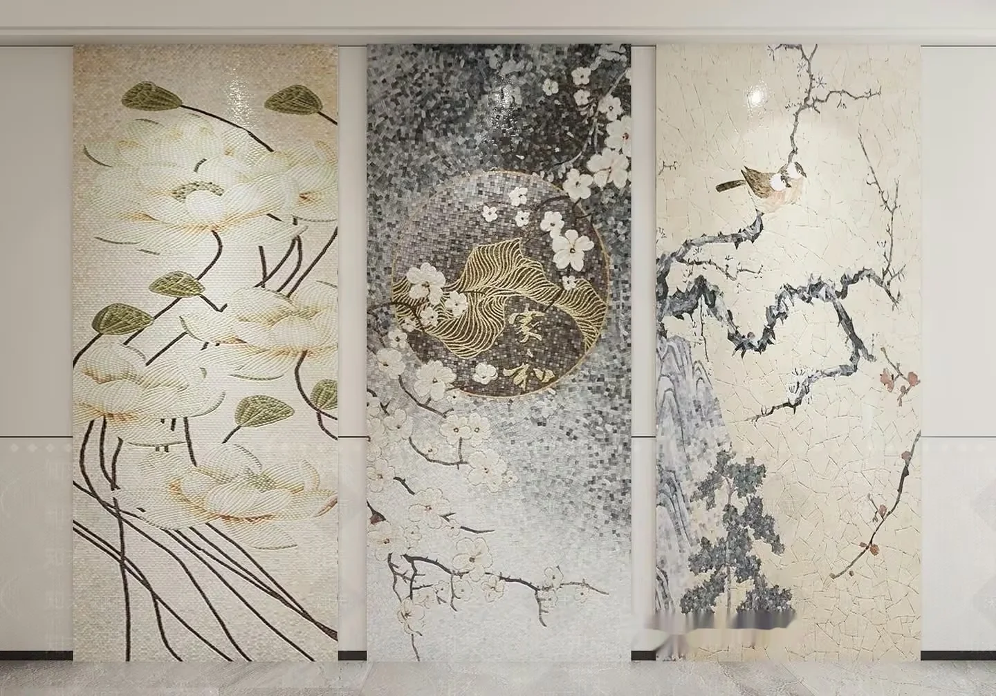 Three Large Asian-Style Panels 3D Model – 20120 – VRAY Render