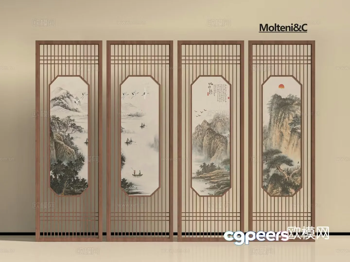 New Chinese style partition screen 3D model