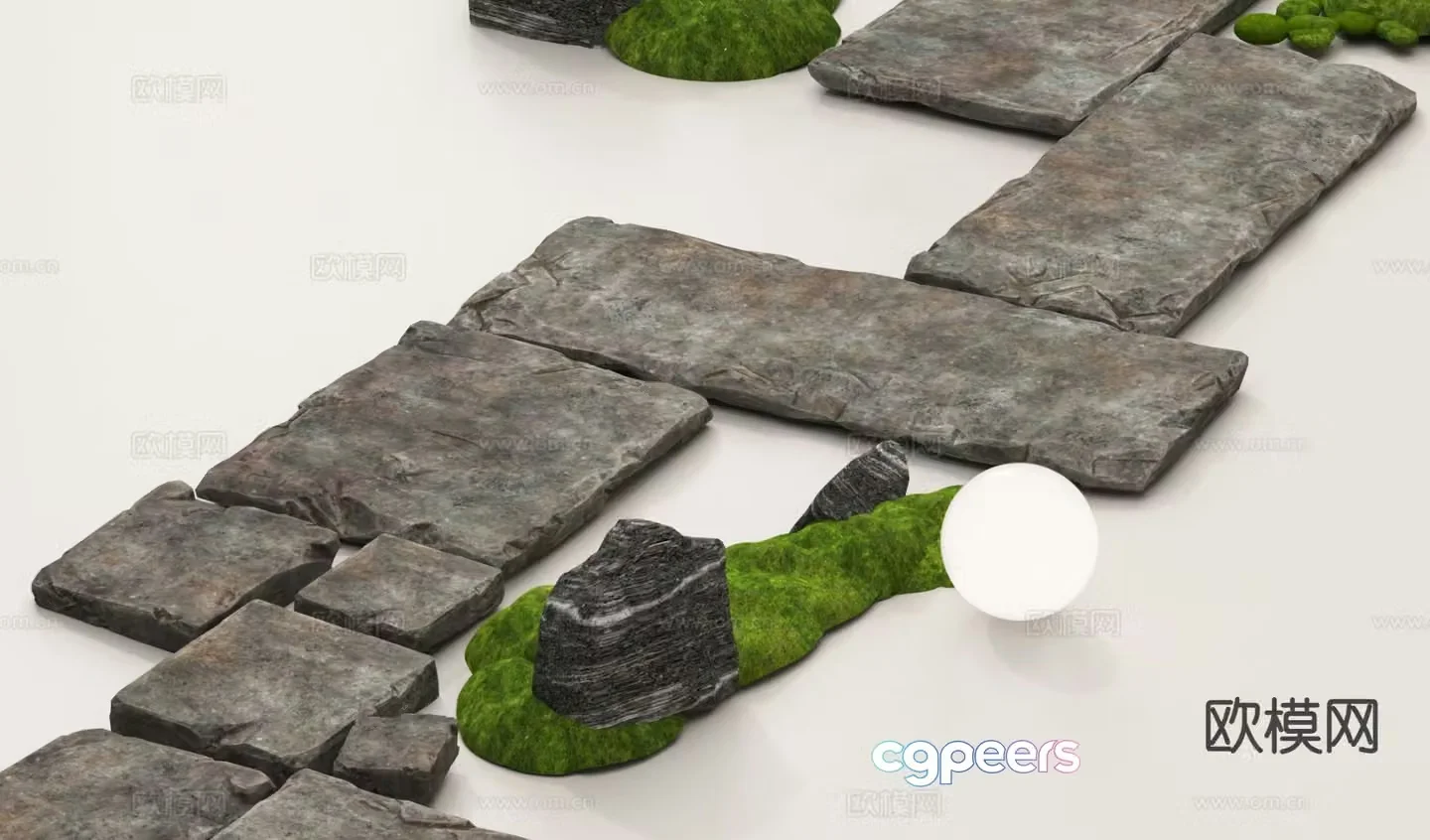 Tingbu sketch bluestone slab stone walk 3D model