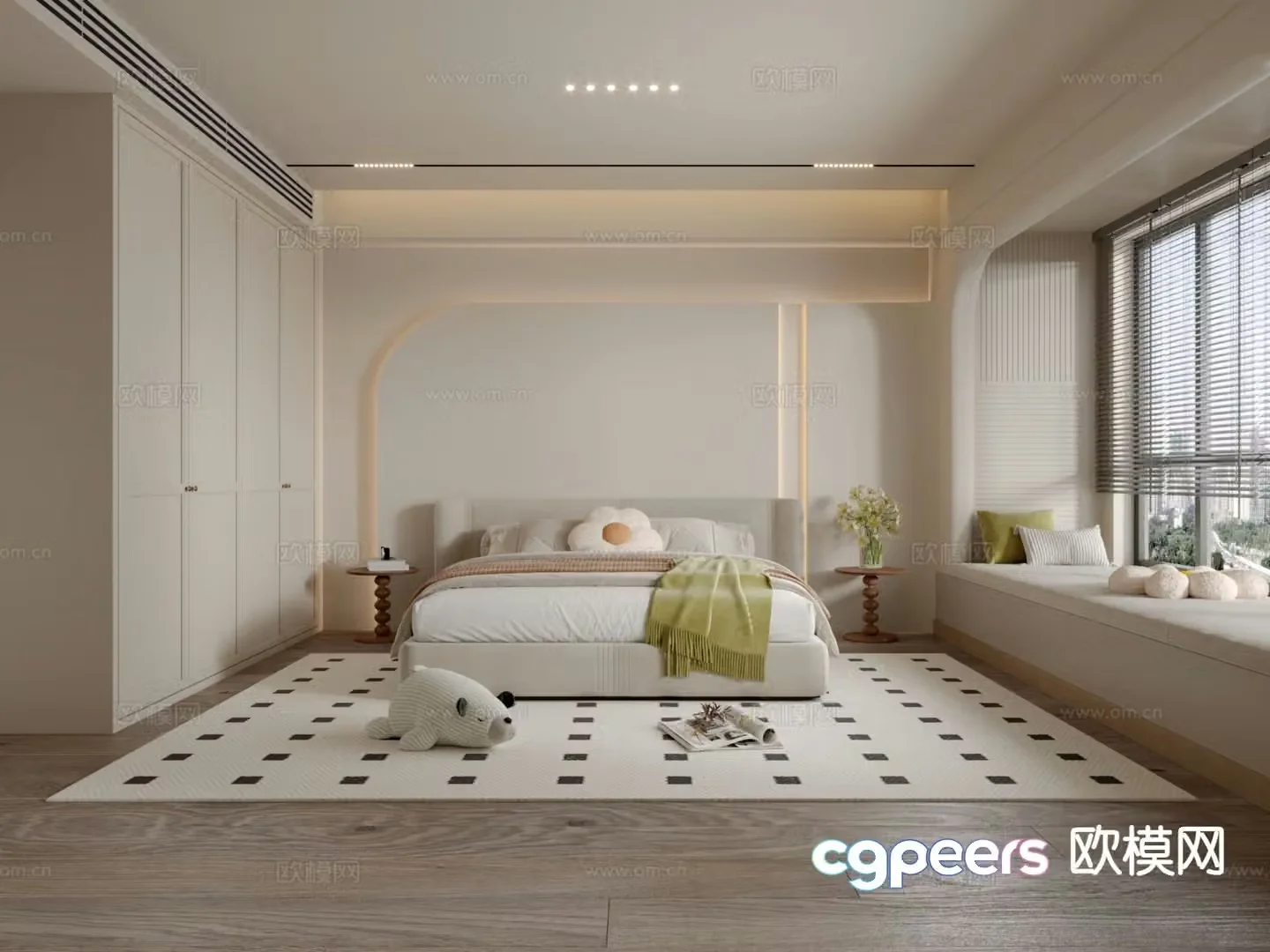 Cream style master bedroom bedroom 3d model